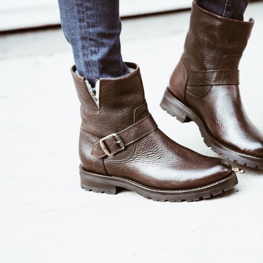 Frye Natalie Shearling Engineer Boots Size 6.5
